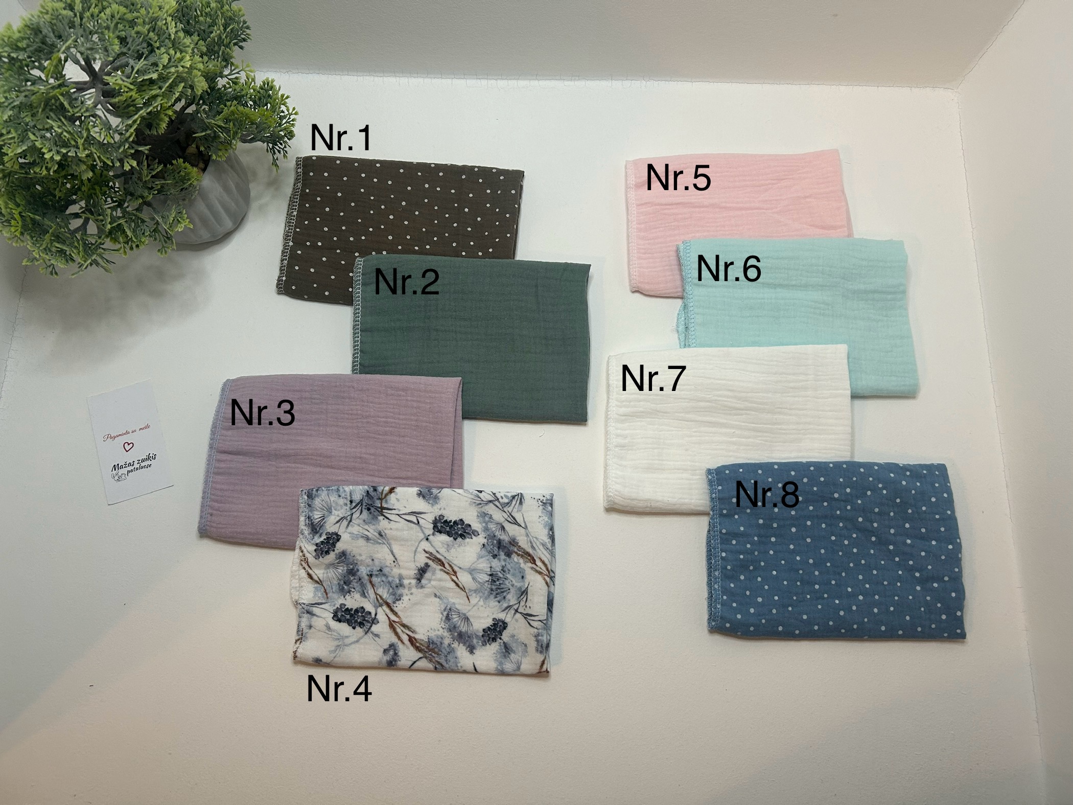 Muslino merliukai 37x37cm