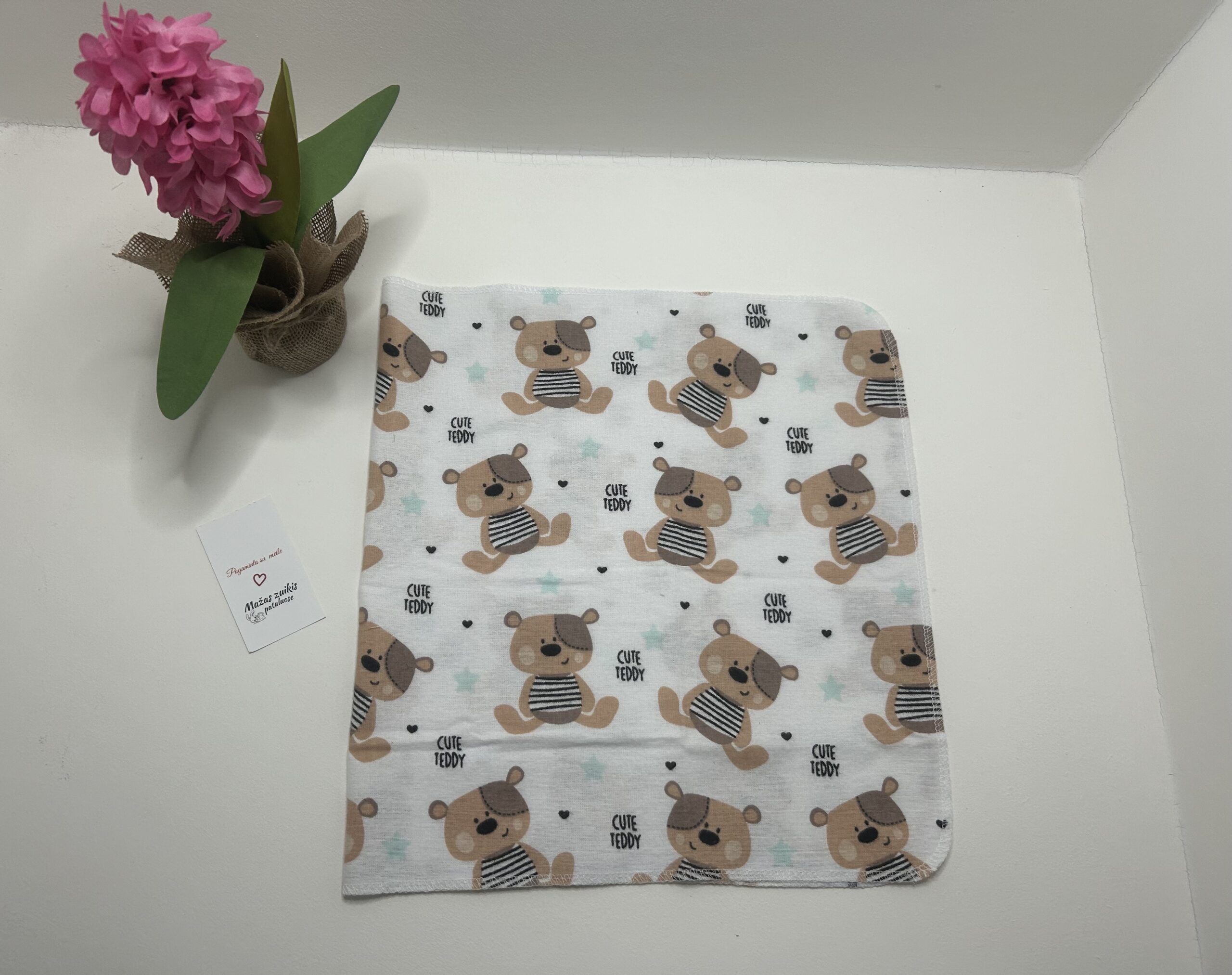 Flaneliniai vystyklai “CUTE TEDDY”