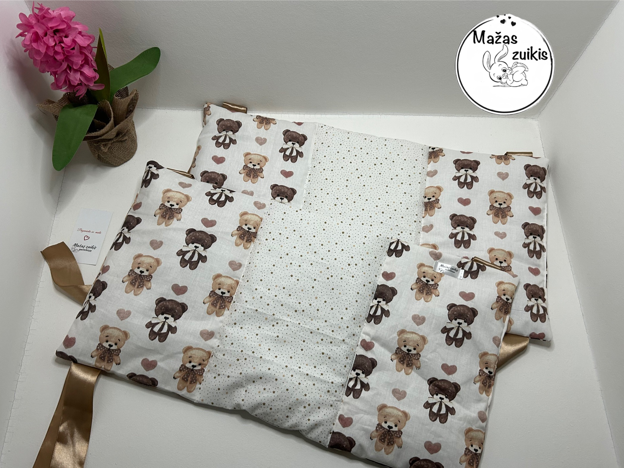 Apsaugėlė 120x60cm lovytei “MEŠKUTIS SU ŠIRDELE”