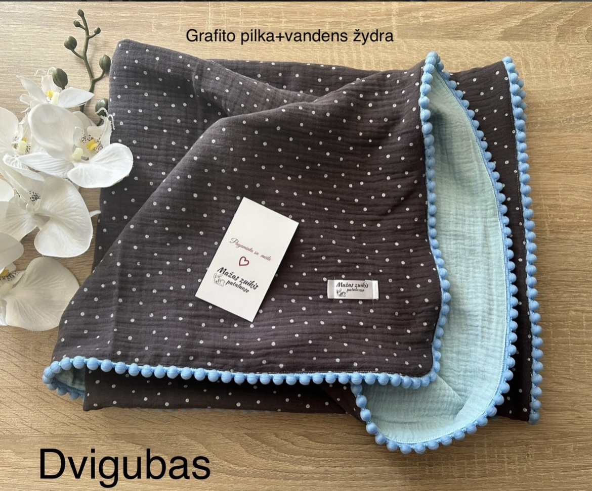 Muslino pledukas 70x90cm “GRAFITO PILKA”