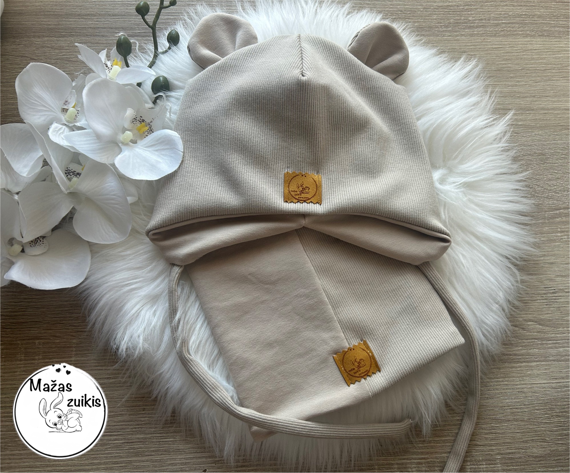 Kepurė ir mova pavasariui/rudeniui “Plaza taupe” 46-50cm galvytei