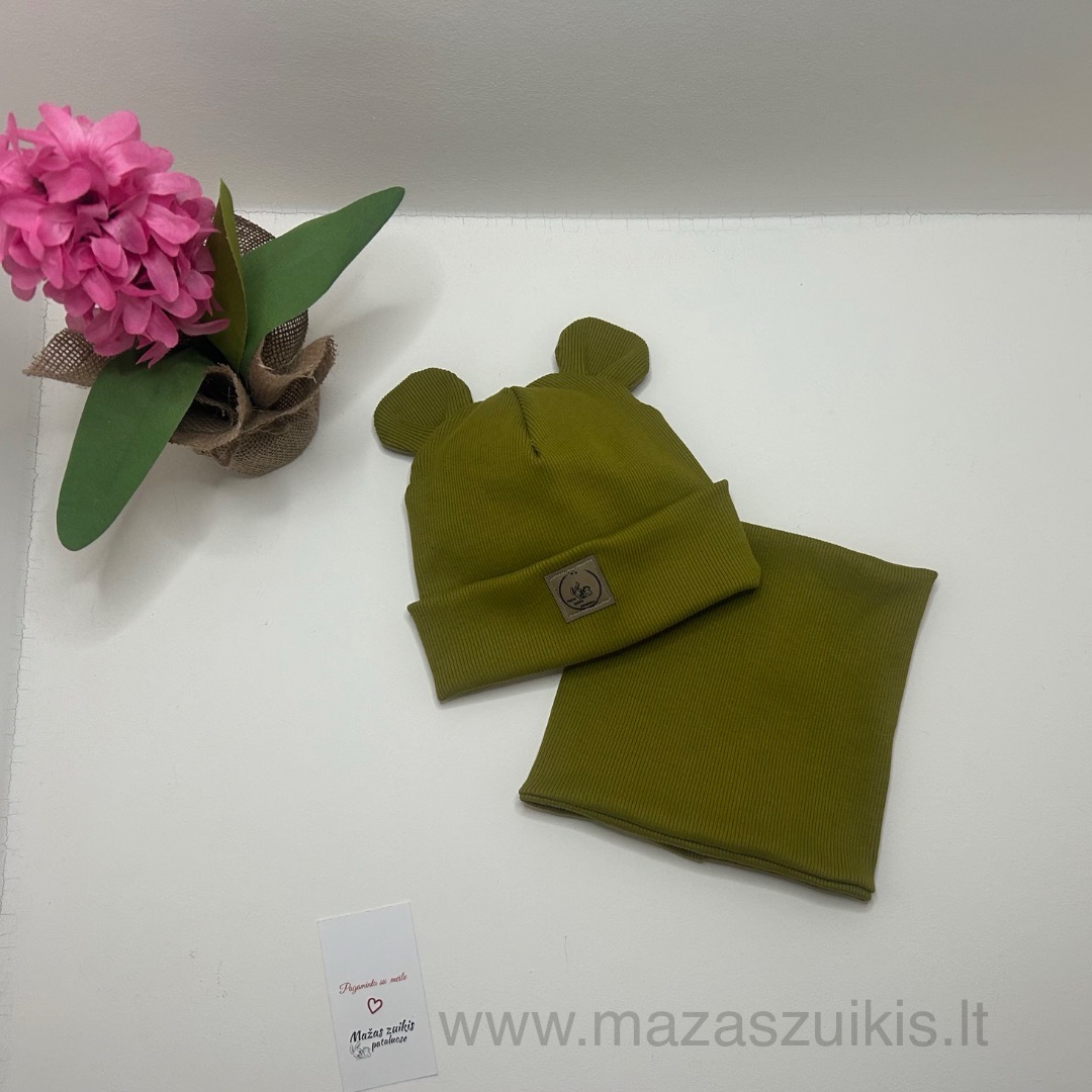 Kepurė 44-47cm ir mova pavasariui-rudeniui “Gvakamolė spalva” - Image 2