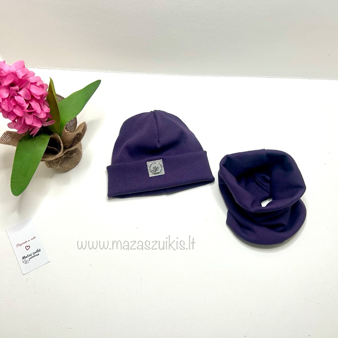Kepurė 47-50cm ir/arba mova pavasariui-rudeniui “violetinė”