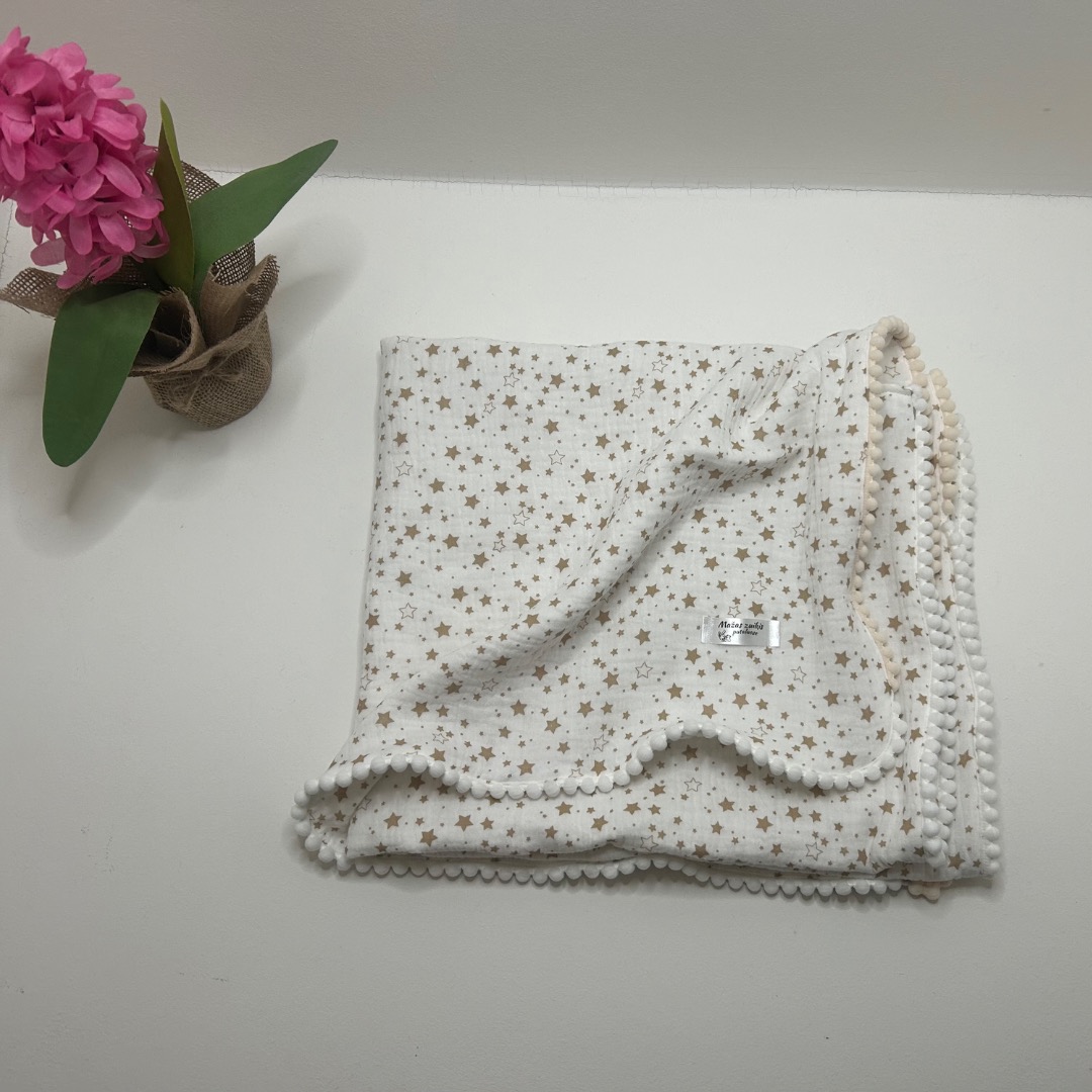 Muslino pledukas 73x93cm “kreminės žvaigždės”