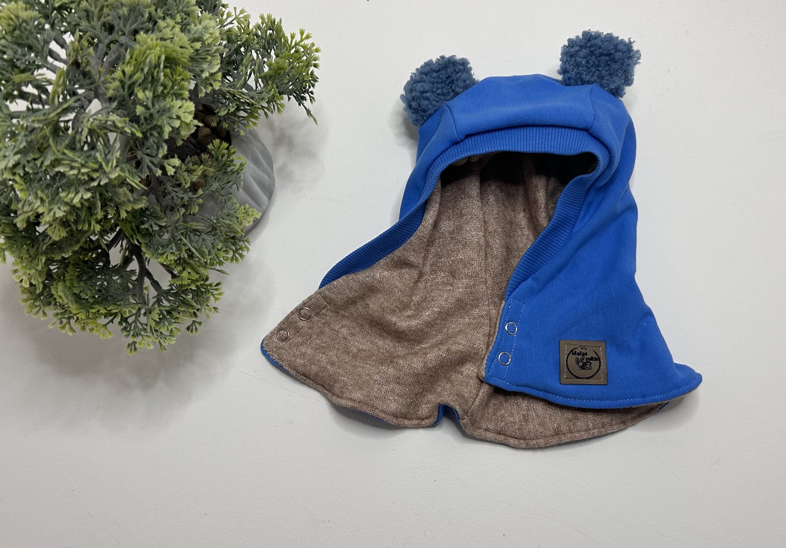 Užsegamas šalmukas žiemai 40-42cm “French blue”