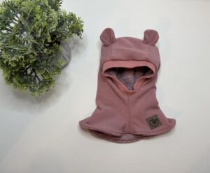 Žieminis šalmukas 46-48cm galvytei “rausva pelenų rožė”