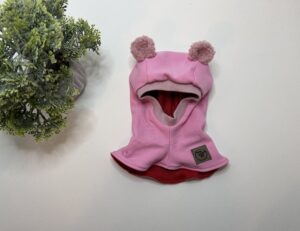 Žieminis šalmukas 42-44cm galvytei “Rožinė”